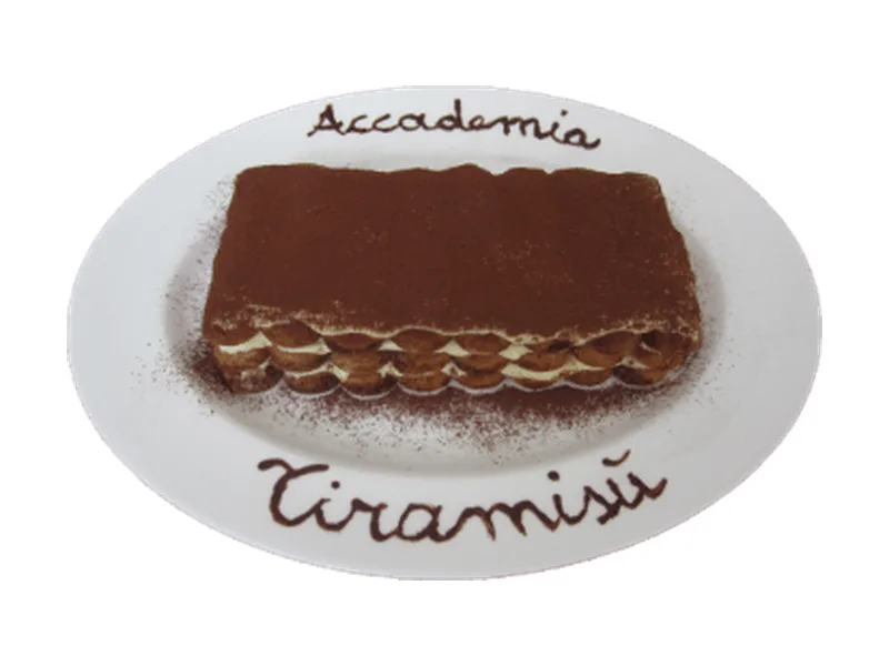 Il piatto dell'Accademia del Tiramisù, simbolo della storia del dolce di Treviso